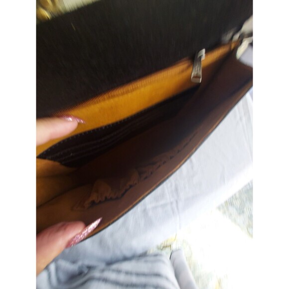 Patrica Nash Black Leather Map Sarola Scalloped Flap Snap Shoulder Bag Crossbody - Picture 9 of 15